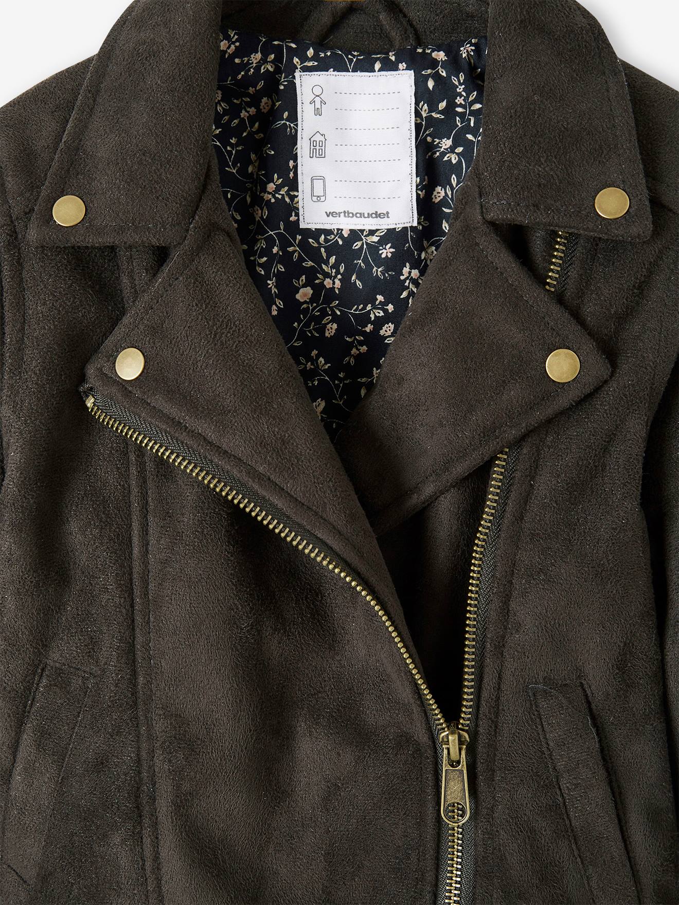 Veste fille en nubuck marron clair