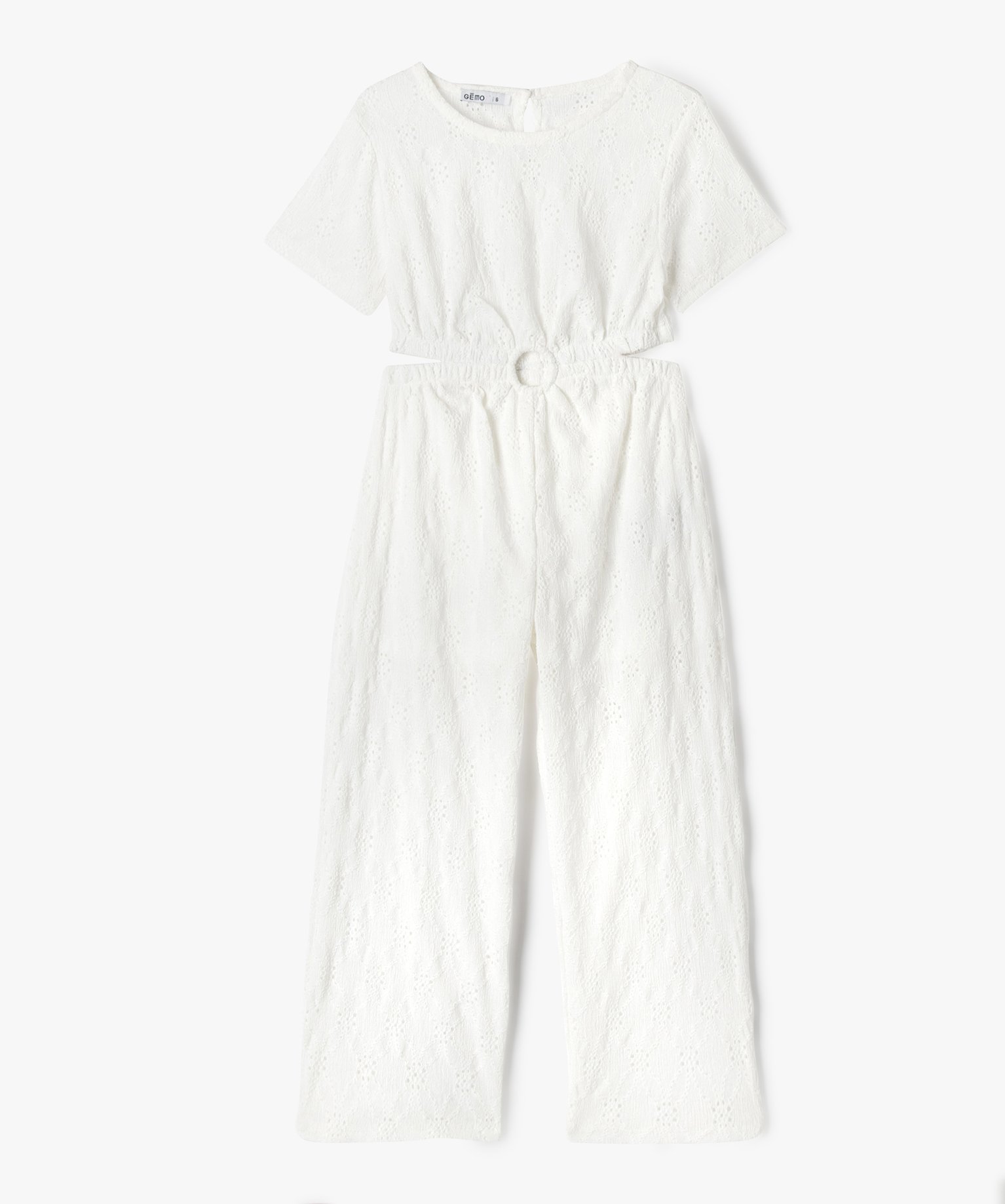 Combinaison pantalon avec ouvertures à la taille fille ecru | GEMO