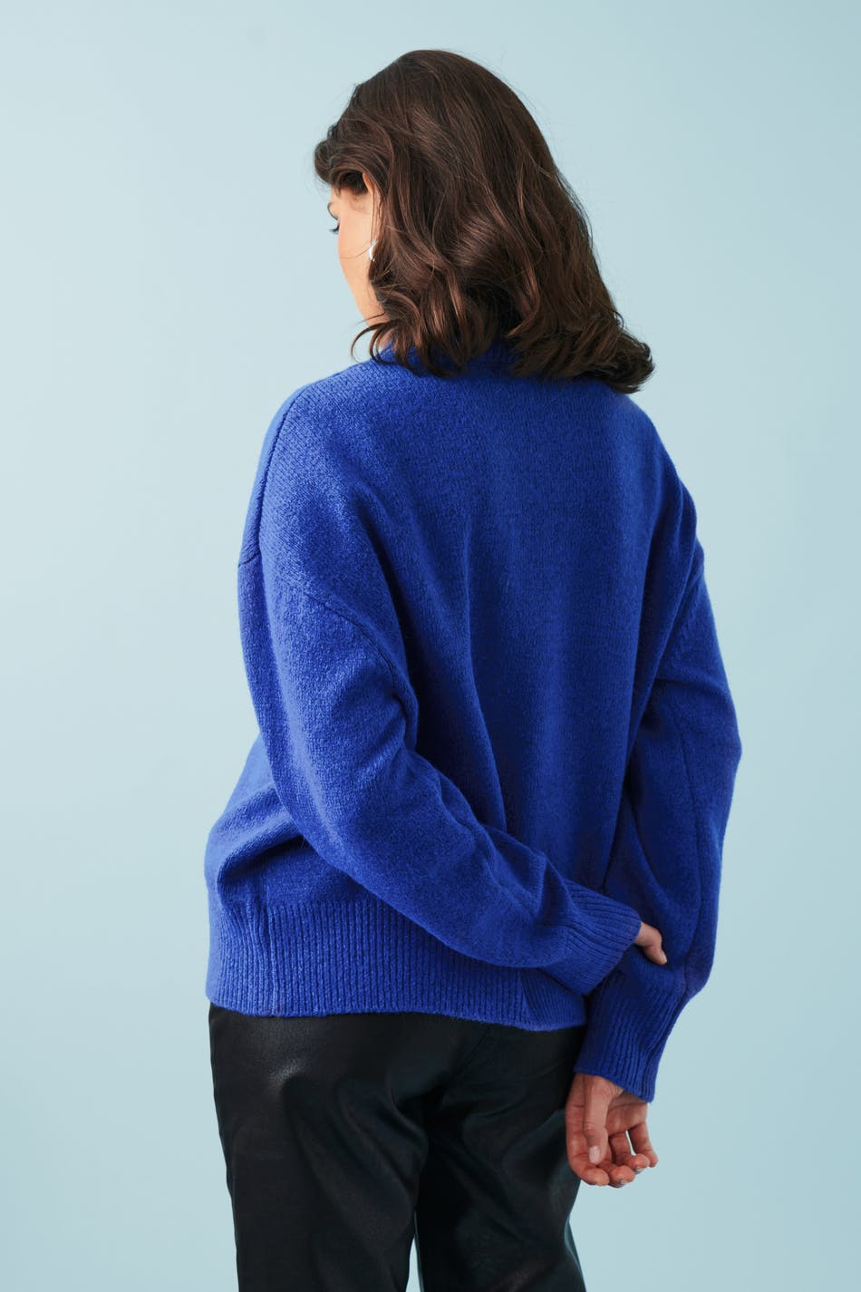 Funnel neck knit sweater