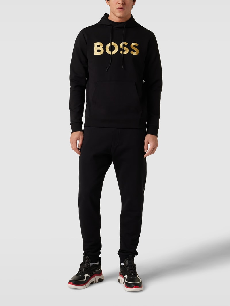 Hoodie mit Label-Print Modell 'Soody' in schwarz