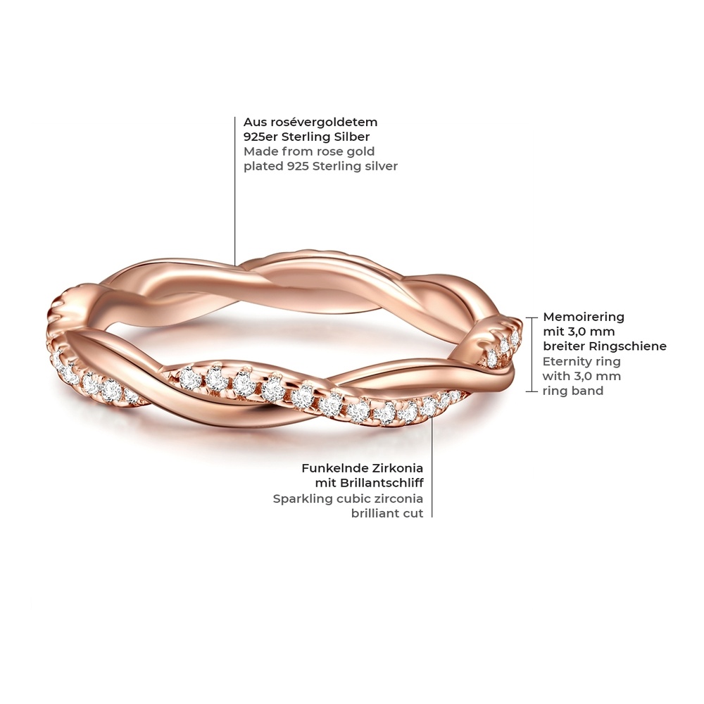 Trilani Bague en argent Argent sterling Oxyde de zirconium (CZ) en Or rose Bague