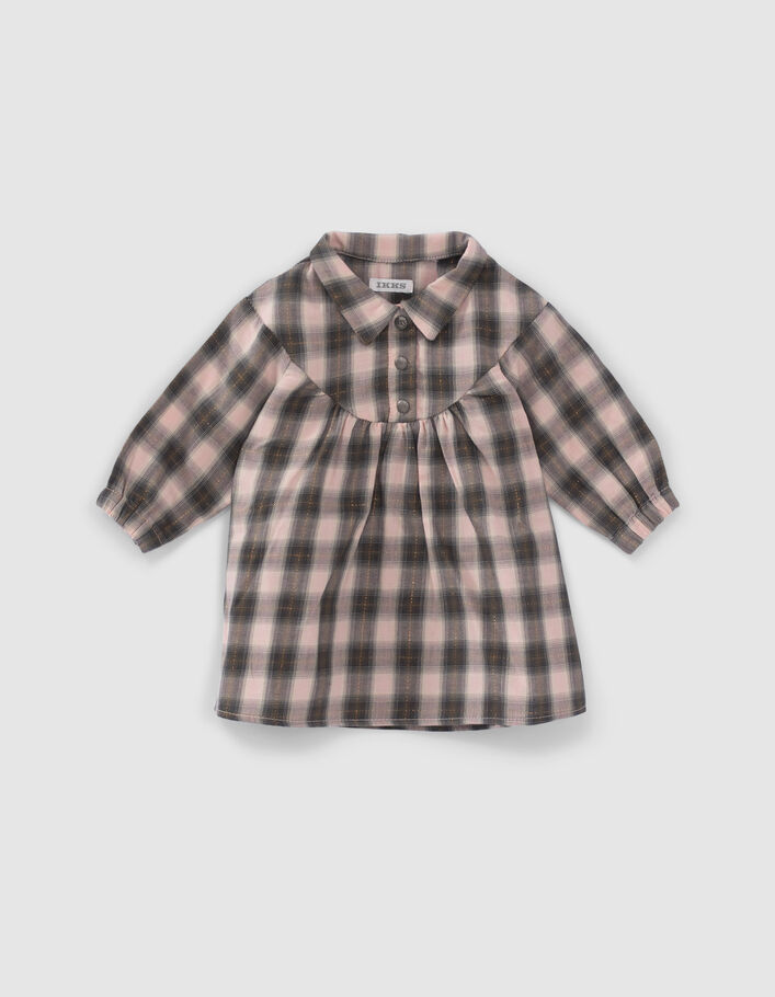 Robe grise à motif carreaux bébé fille
