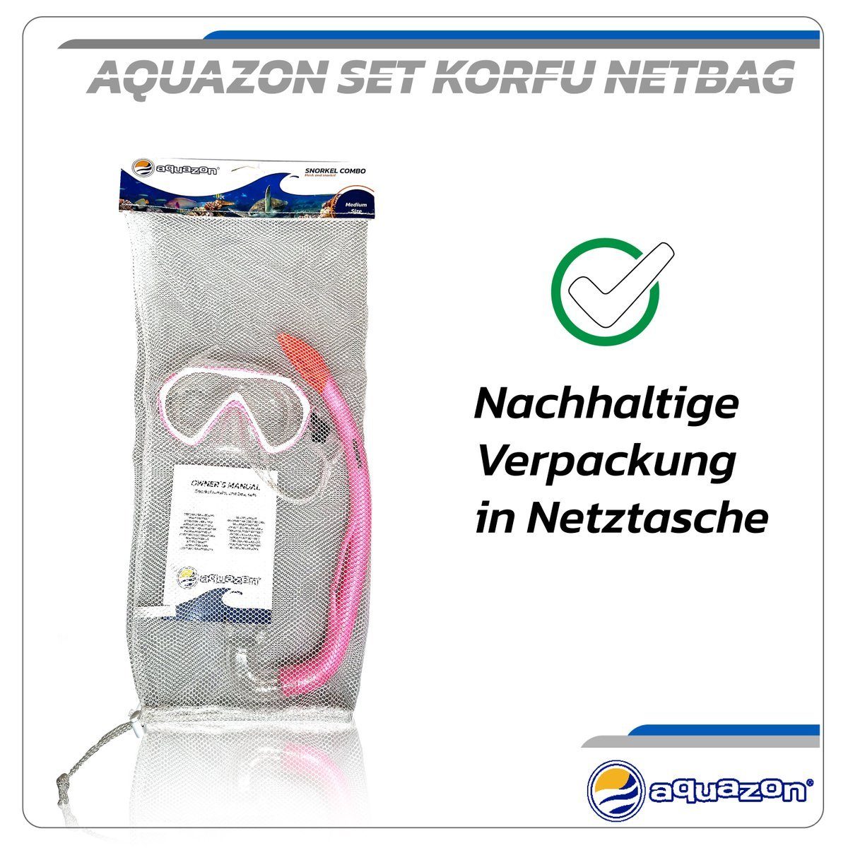 AQUAZON Taucherbrille KORFU mit Schnorchel, Schnorchelset für Kinder 7-12 Jahren
