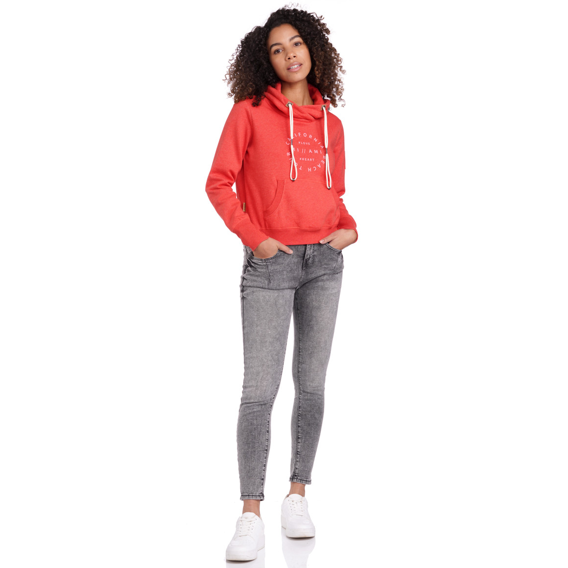 Damen Sweatshirt mit Print und Kordel