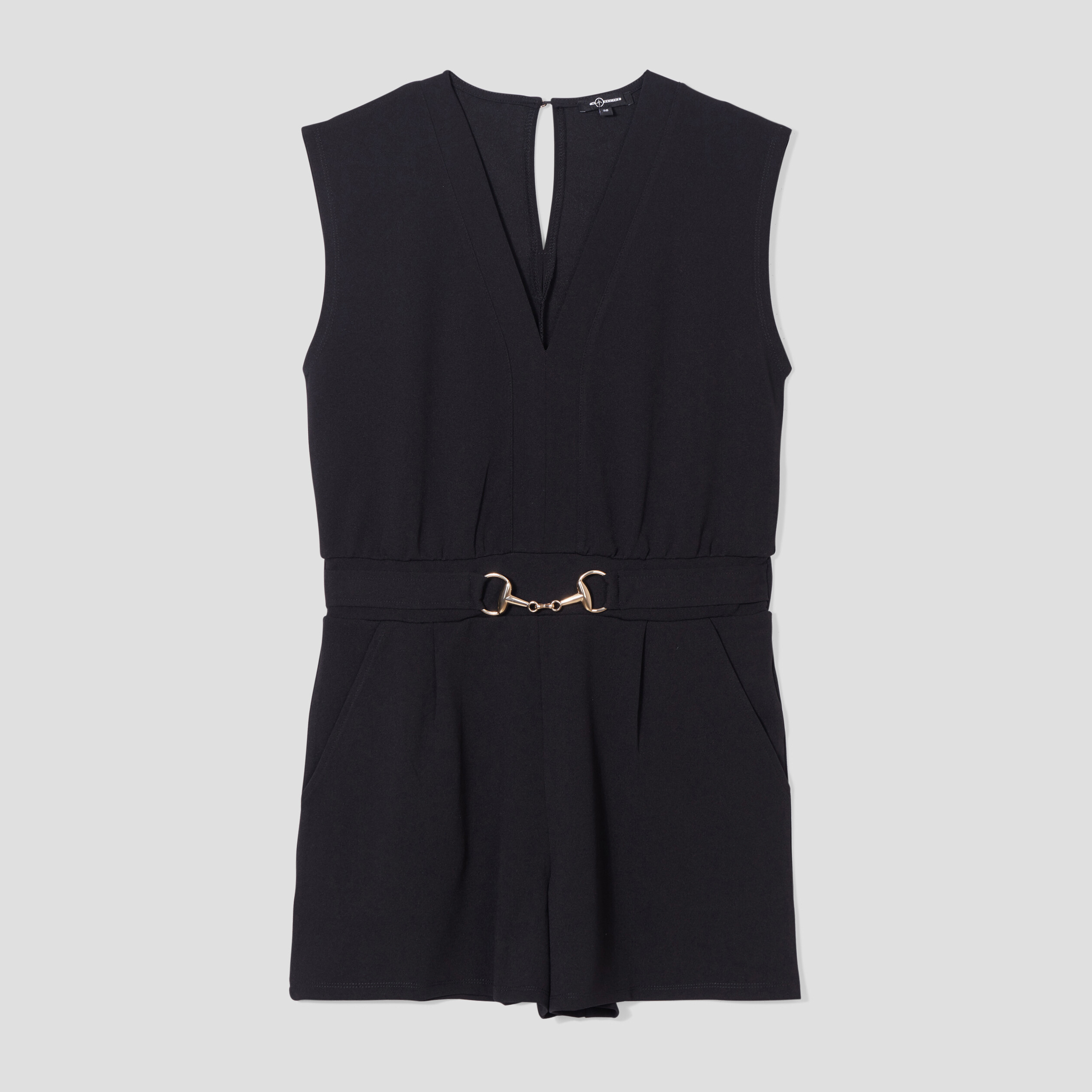 Combishort sans manches détail bijou noir femme | La Halle