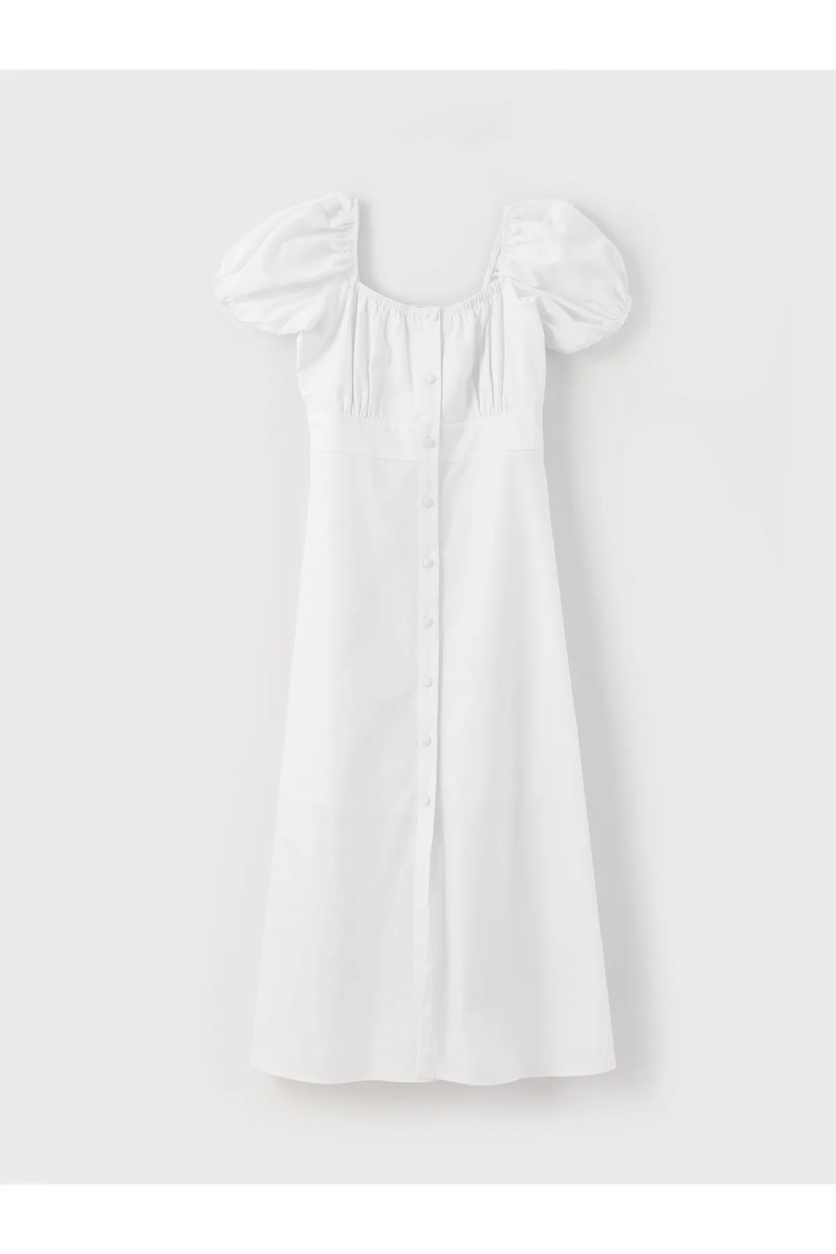 LC Waikiki  Damenkleid mit quadratischem Kragen und schlichten Ballonärmeln