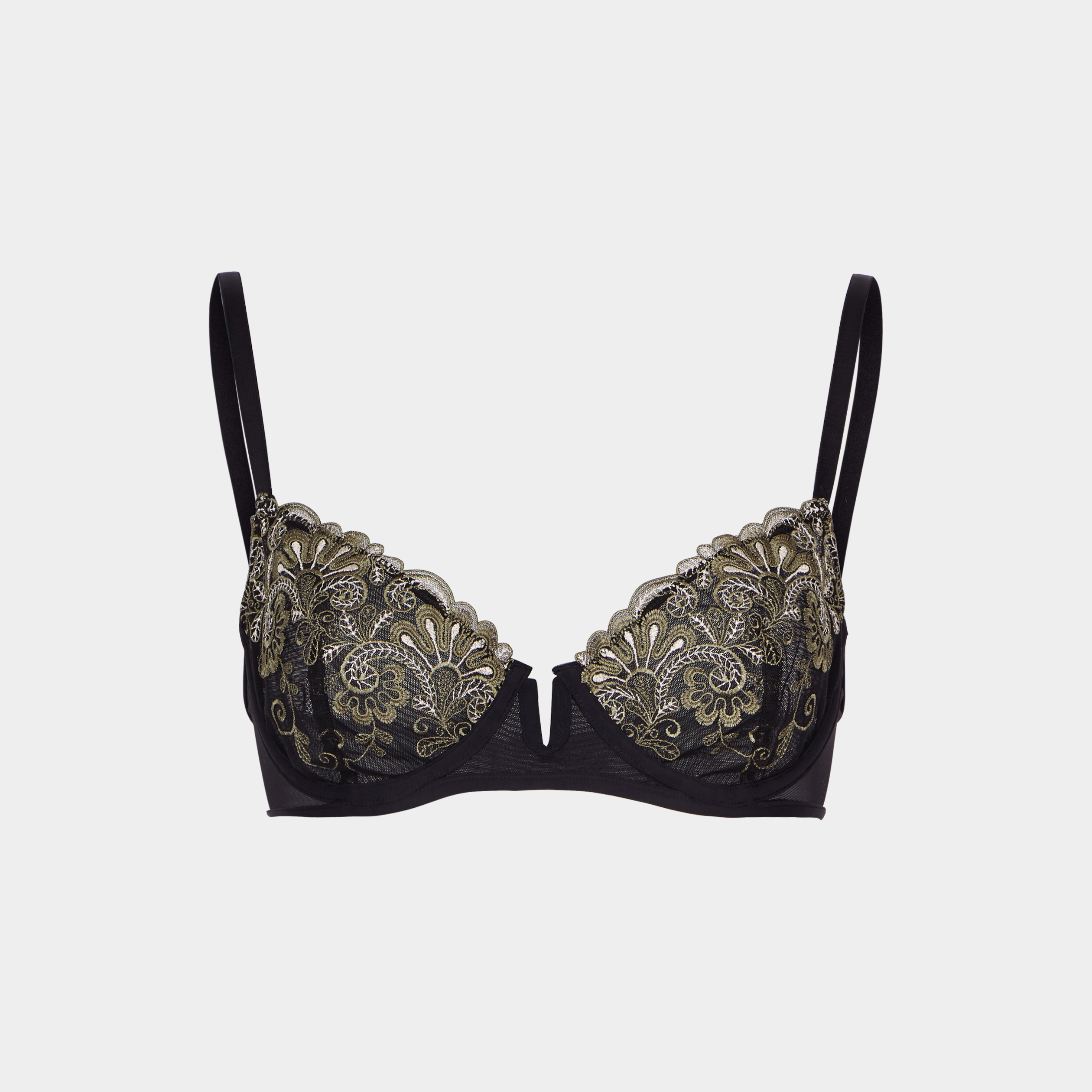 Soutien-gorge emboîtant broderie vert kaki femme | La Halle