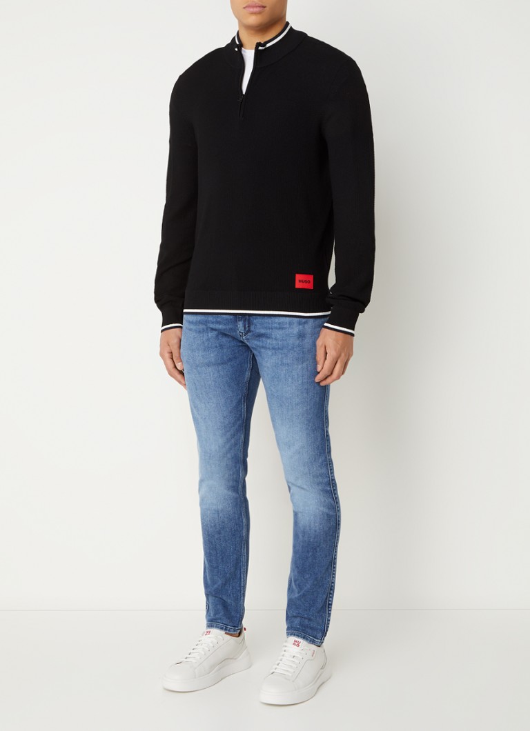 Pulover subțire cu logo-ul și manșetele Saikk de la HUGO BOSS.