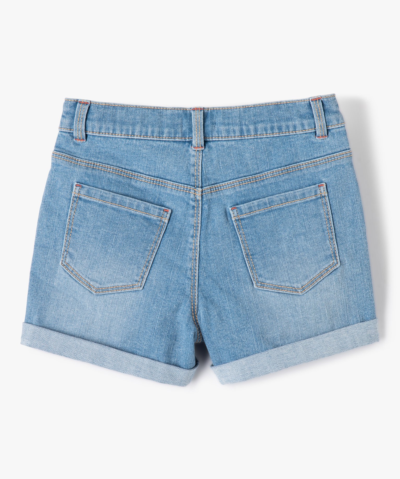 Short fille en jean à motifs géométriques brodés stone | GEMO