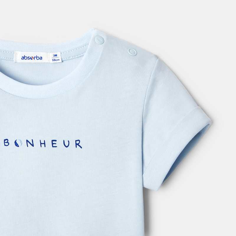 T-shirt manches courtes en coton bio bleu mixte Absorba