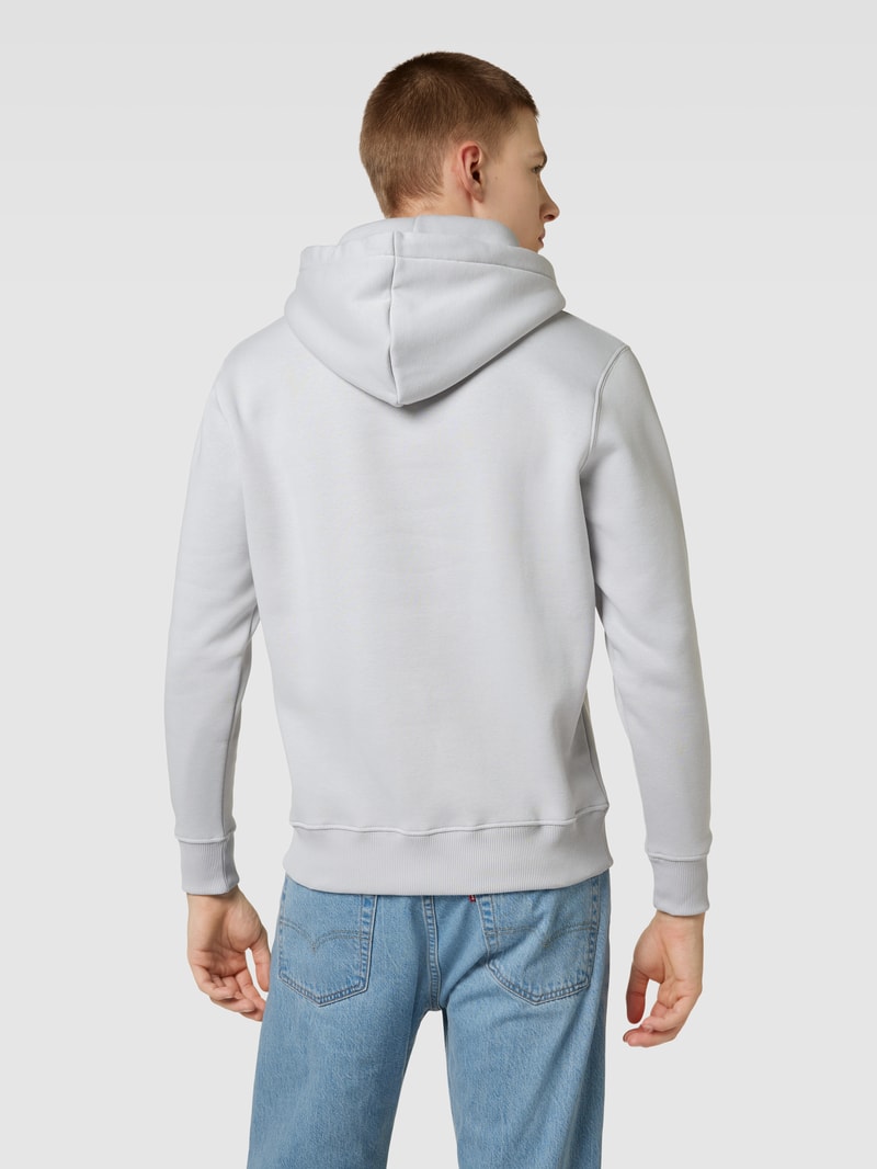 Hoodie mit Label-Print Modell 'BASIC' in hellgrau