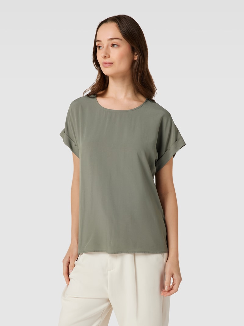 Blusenshirt aus reiner Viskose mit Kellerfalte in schilf