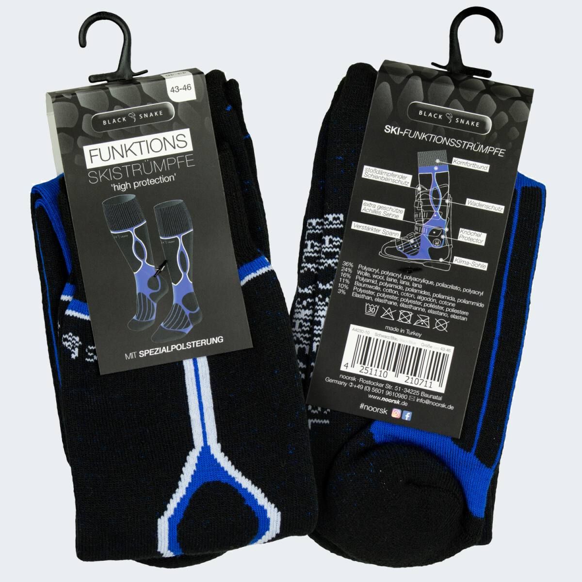 Black Snake High Protection Blue Skisocken