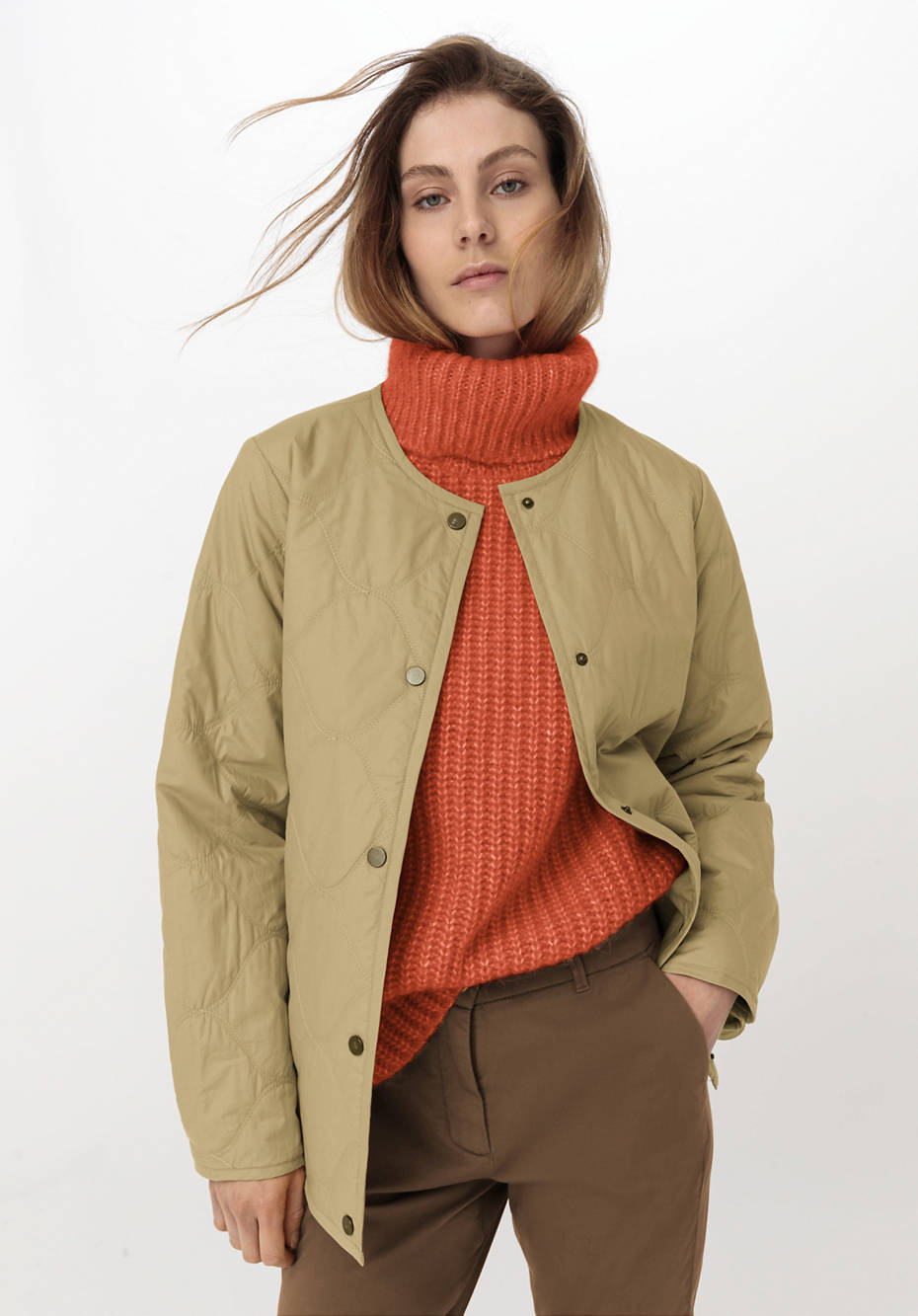 Steppjacke Nature Shell aus Bio-Baumwolle mit Woll-Wattierung