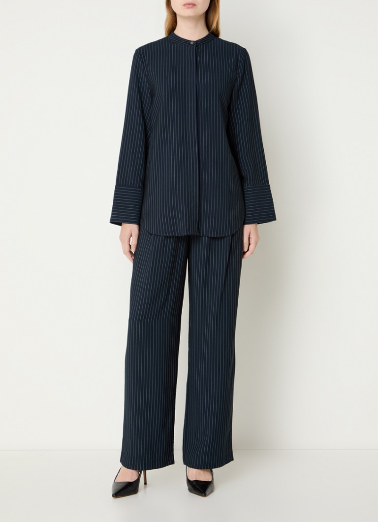 Pantaloni a gamba larga a vita alta con sottili righe modello Isabel di Modström