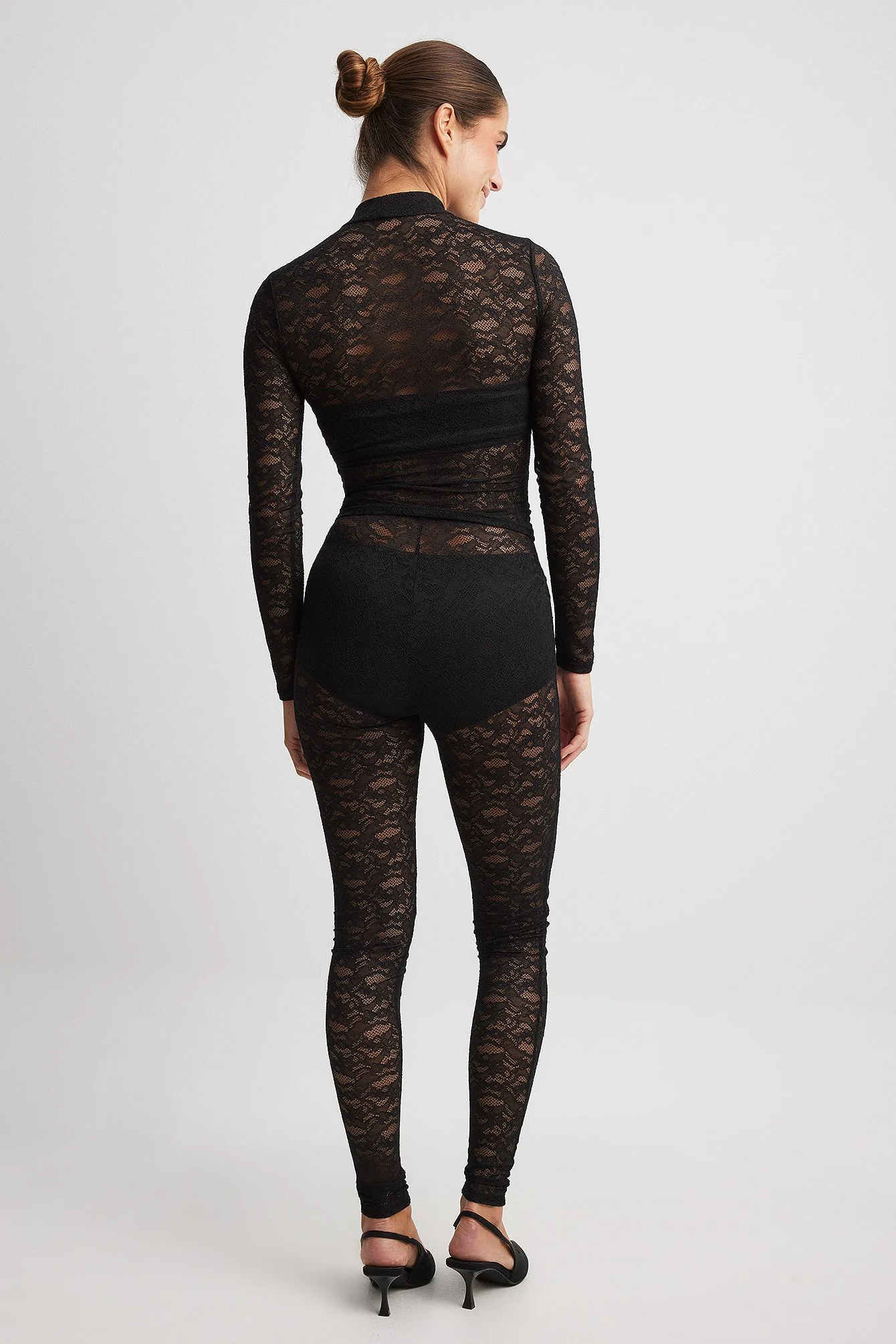 Spitzenleggings mit hoher Taille