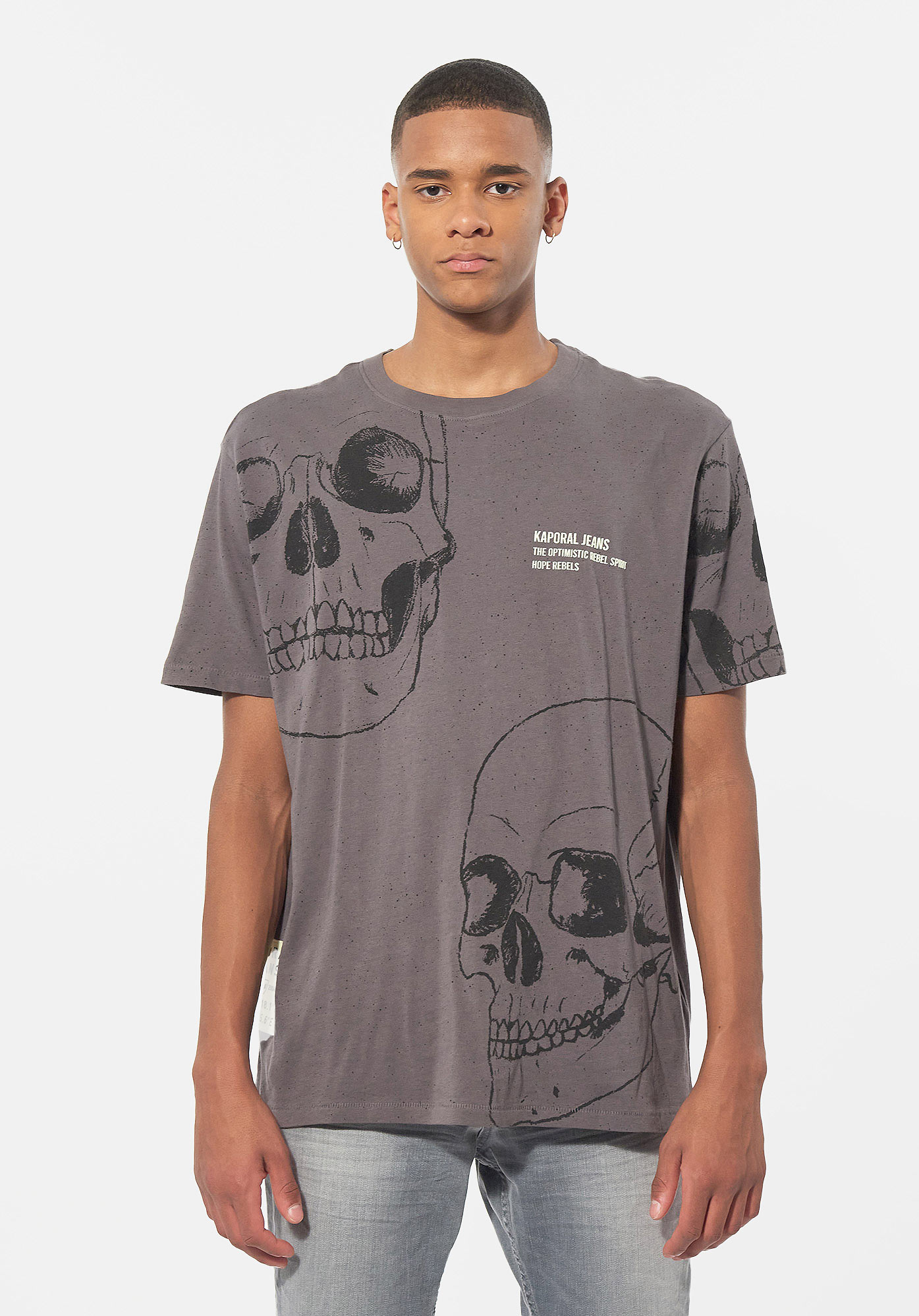 MURDO  T-shirt gris tête de mort Homme en 100% coton