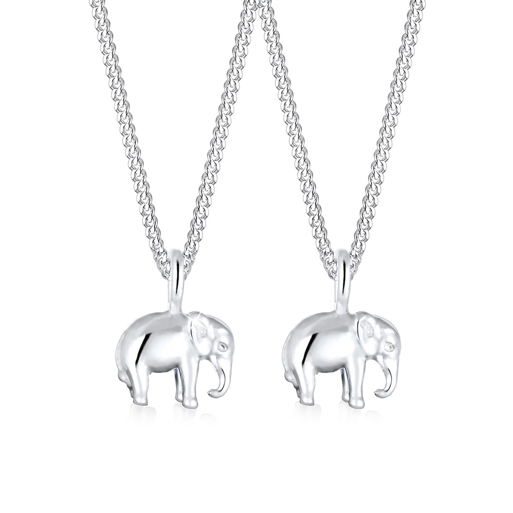 Elli Elli Collier Femme Mère Enfant Éléphant - (925/1000) Argent Bijoux