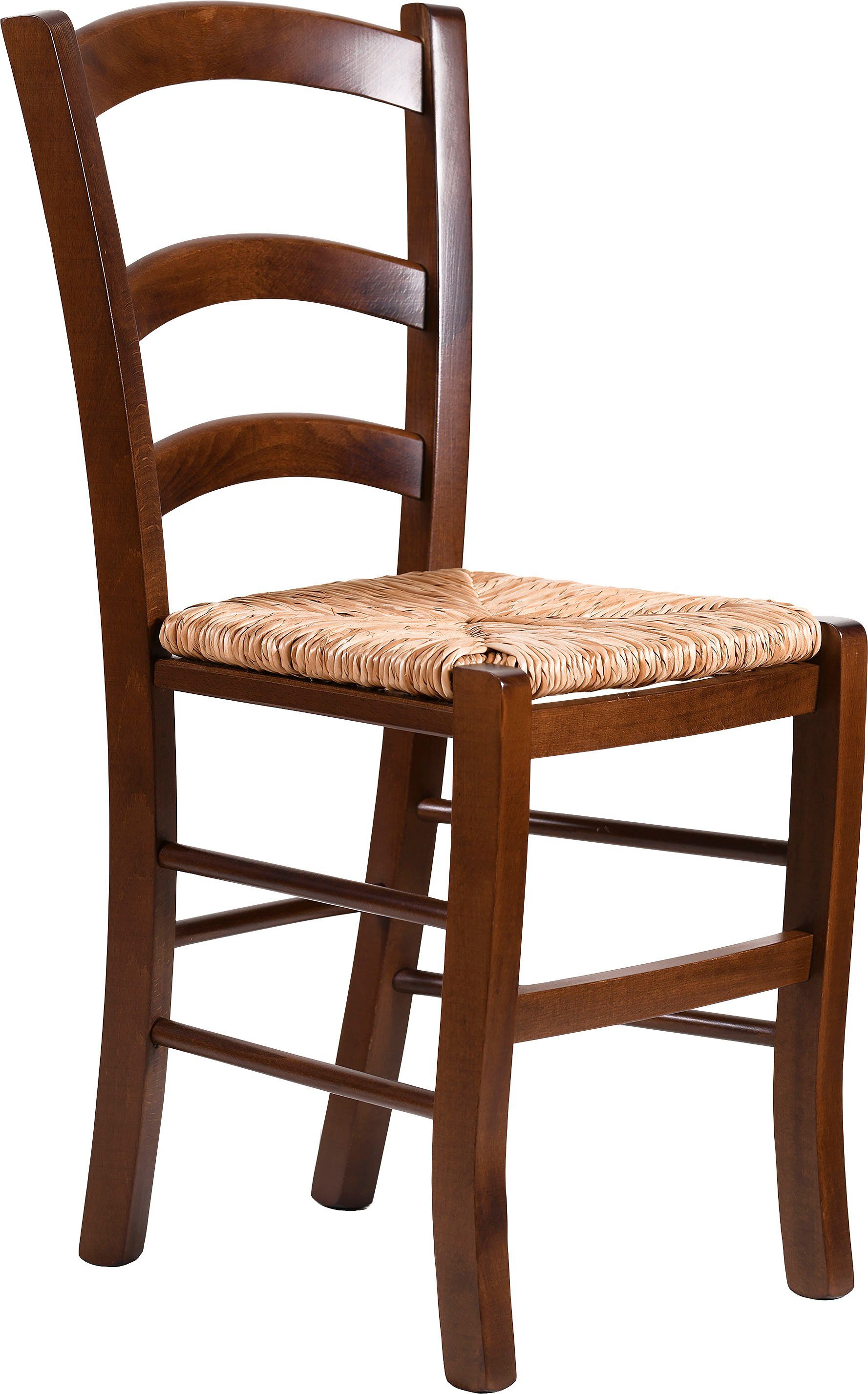 Home affaire 4-Fußstuhl Super Paesana (Set, 2 St), aus Massivholz Buche mit Sitz aus Grasgeflecht