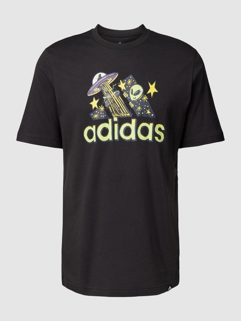 T-Shirt mit Motiv-Print in schwarz