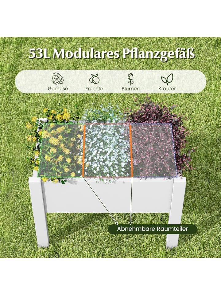 COSTWAY Gartenbeet selbstbewässernd 76x45x61cm in Weiß günstig kaufen onesize