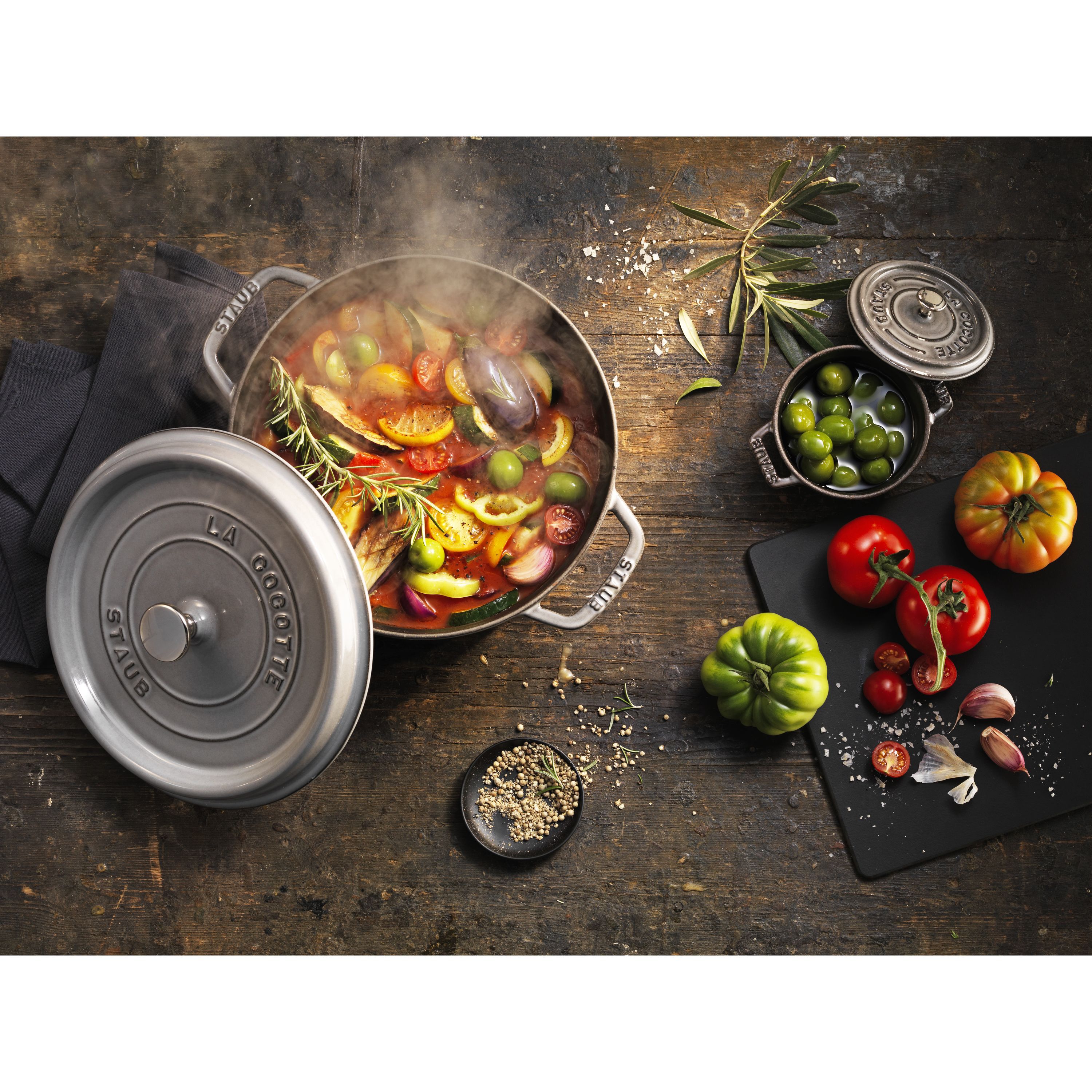 Cocotte 28 cm, rund, Graphit-Grau, Gusseisen