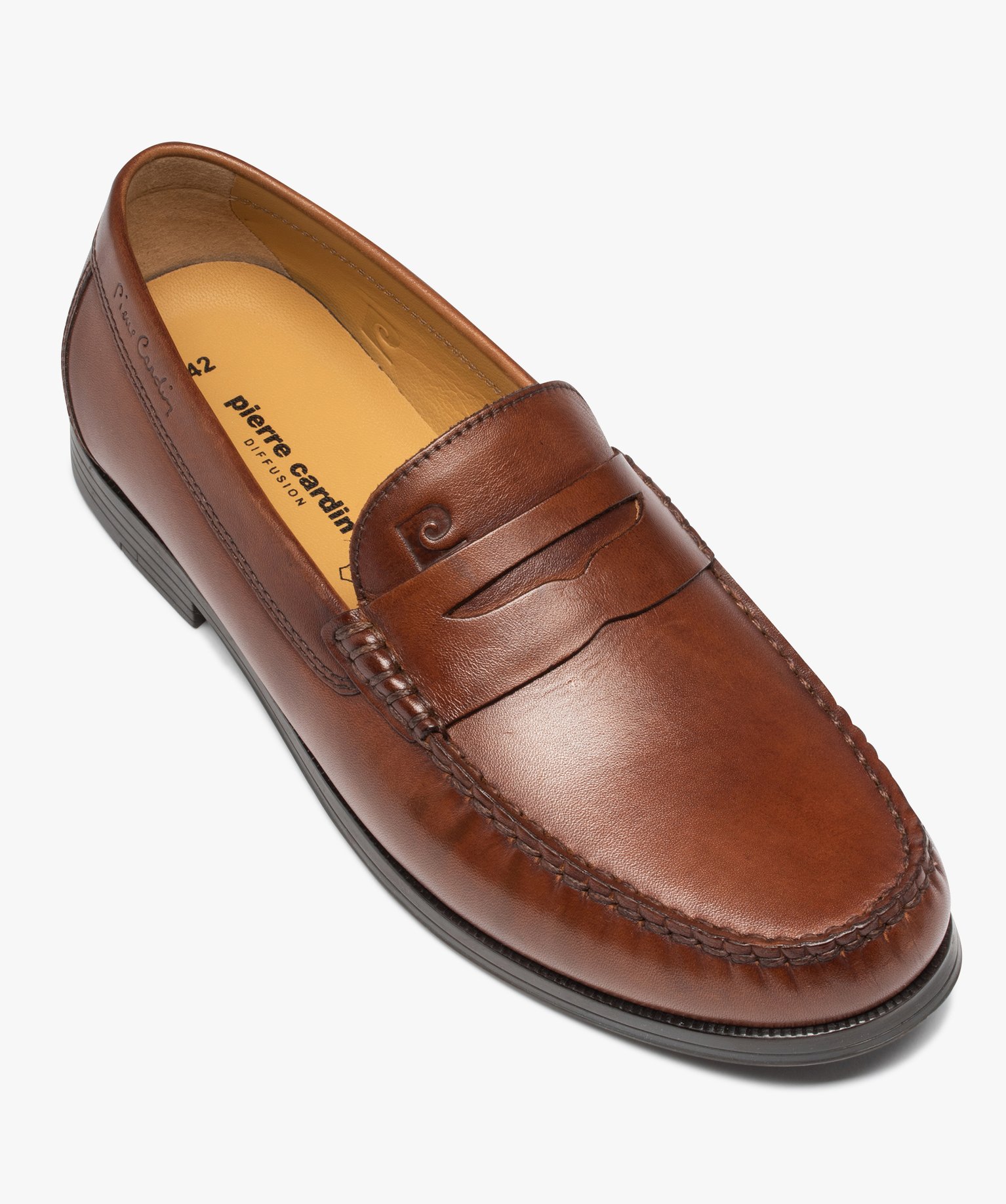 Mocassins homme unis en cuir et à talon plat - Pierre Cardi... marron | GEMO