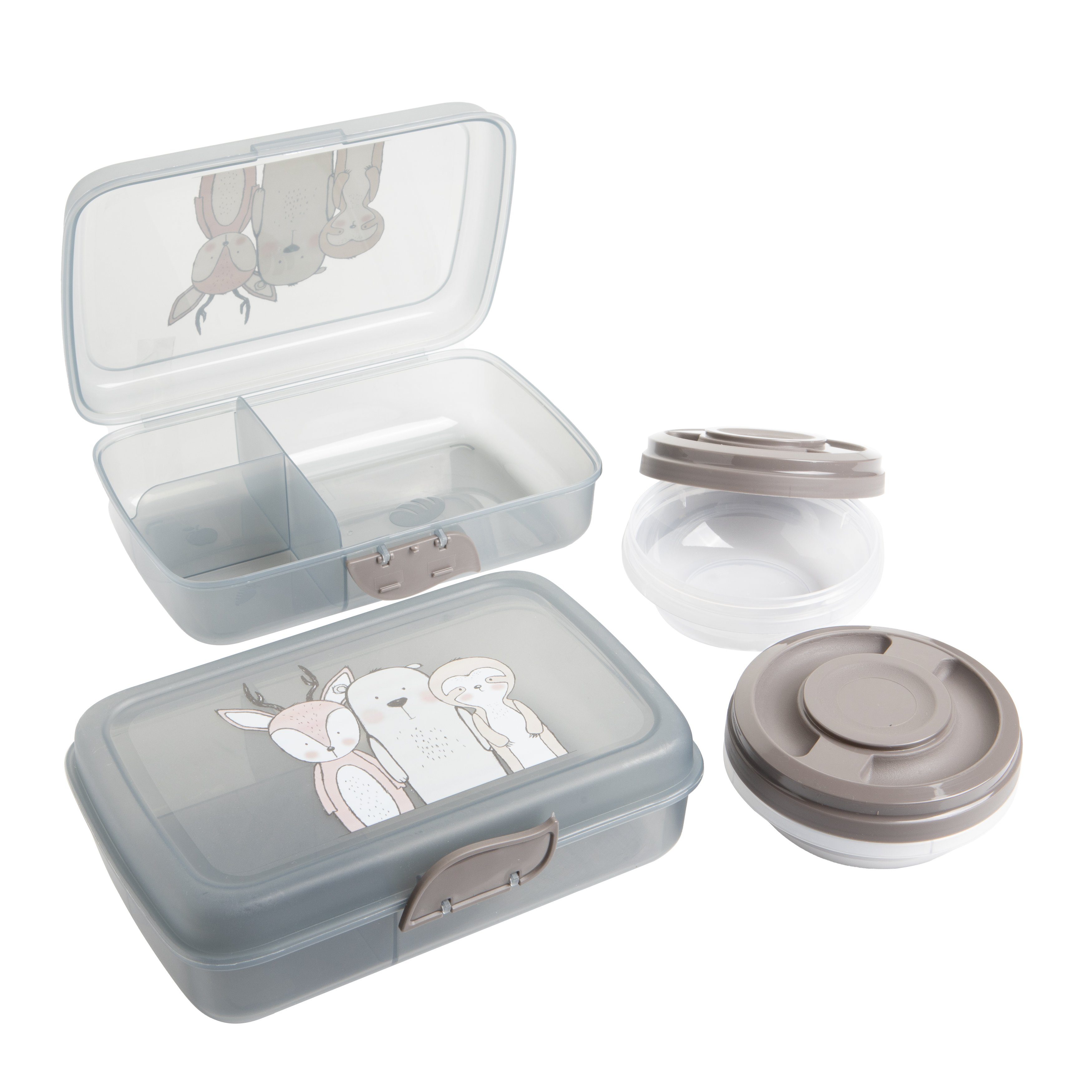 Centi Lunchbox Brotdose Kinder mit Fächern, Lunchbox Kinder mit Trennfächern, Kunststoff, (Spar-Set, 2-tlg., 2x Brotdosen + 2x Schraubdeckeldosen), mit Klickverschluss Brotzeitbox ohne BPA, 100% Recyclebar