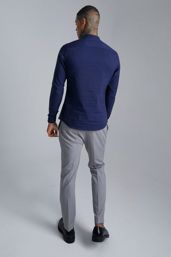 Langärmliges Slim-Fit Grandad-Hemd