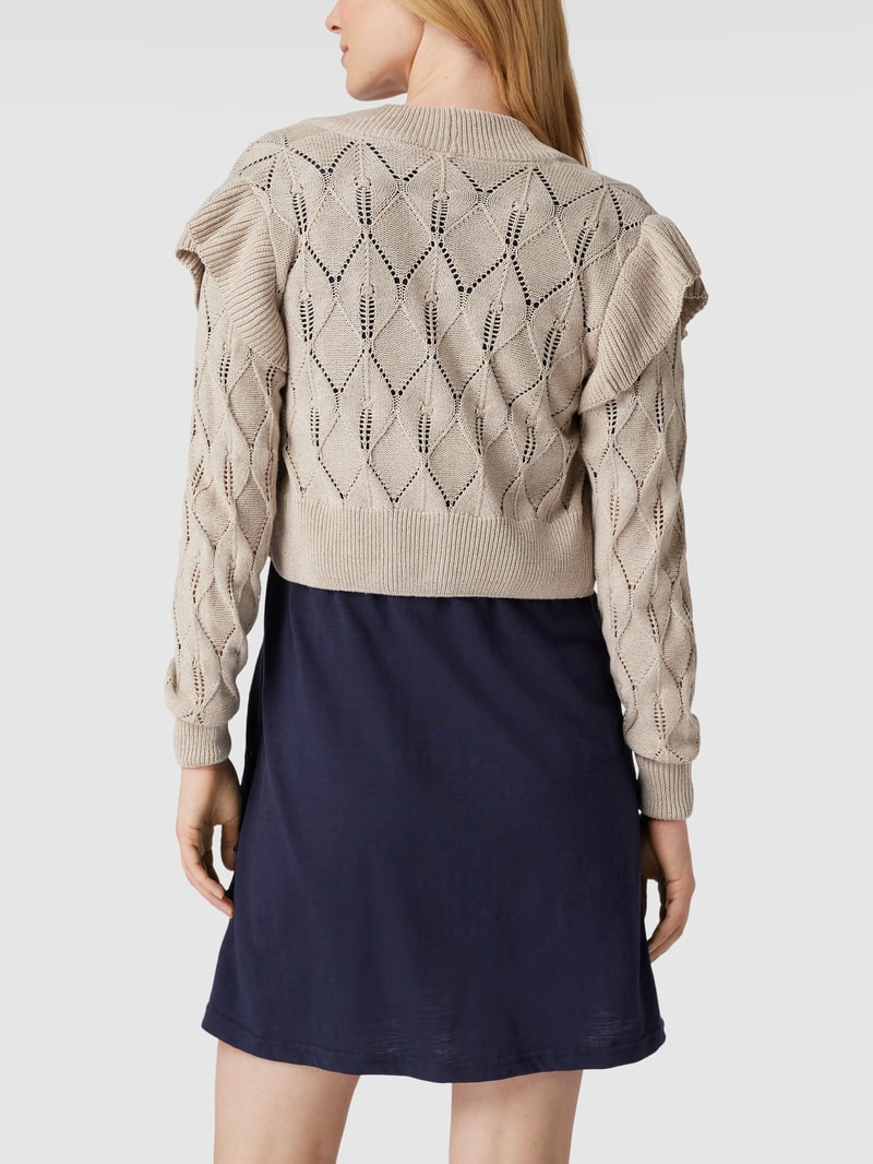Umstands-Strickjacke mit Zierbesatz in beige