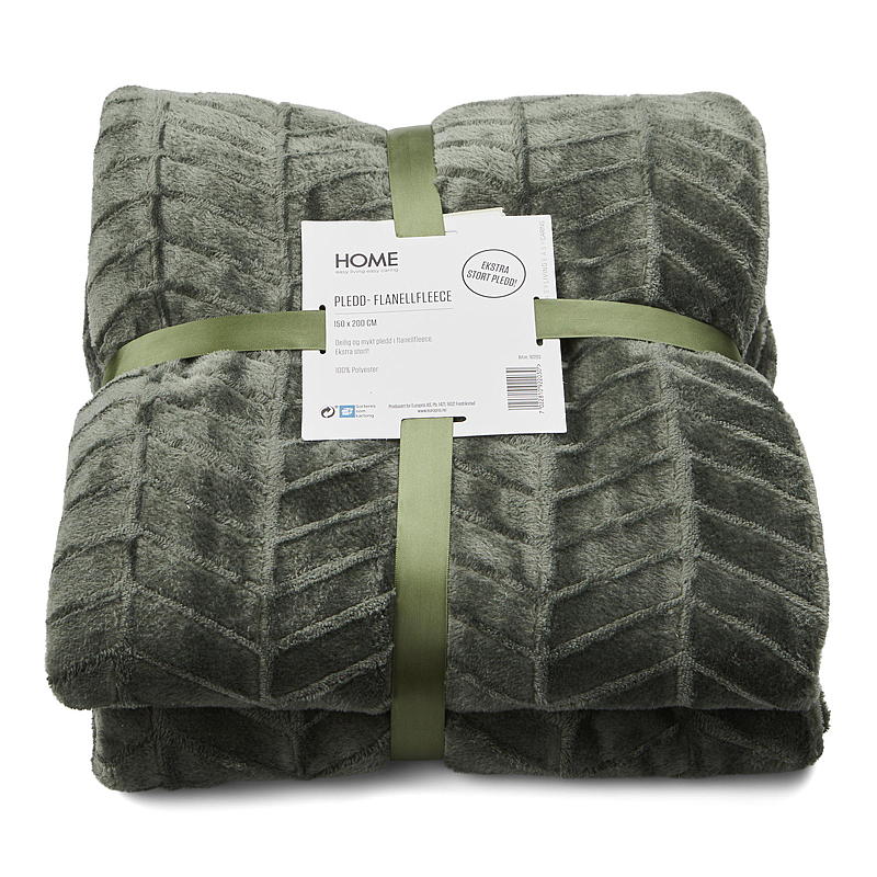 Home Pledd 150x200 cm flanellfleece grønn