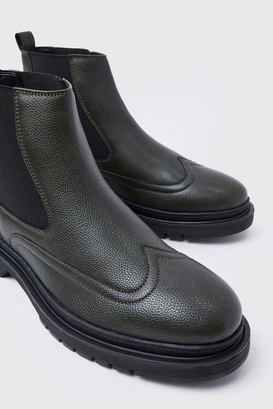 Kunstleder Chelsea-Stiefel mit dicker Sohle