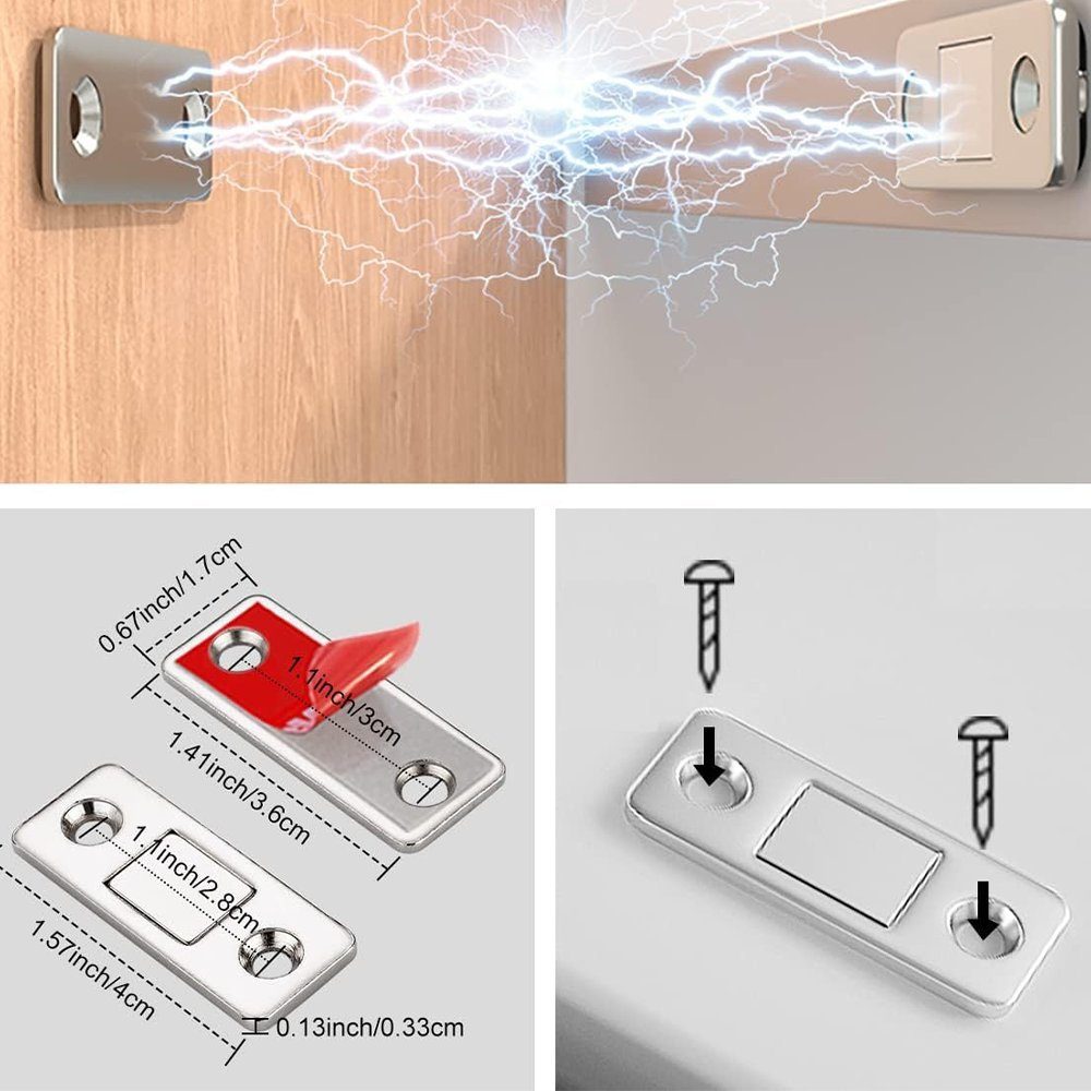 Haftmagnetschnäpper 2×Magnet Schranktür-Magnetriegel,aufklebbarer Magnet, Klebeverschluss, Zimtky