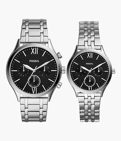 Fossil Outlet Geschenkset Uhren Fenmore His and Hers Multifunktionswerk Edelstahl