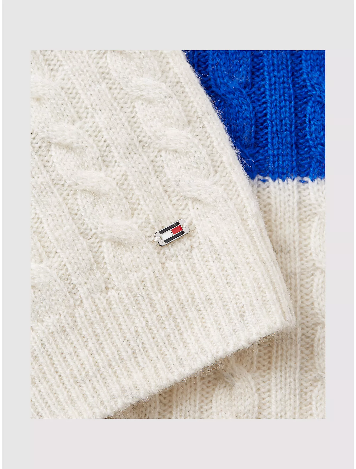 Wool Stripe Cable Knit Sweater