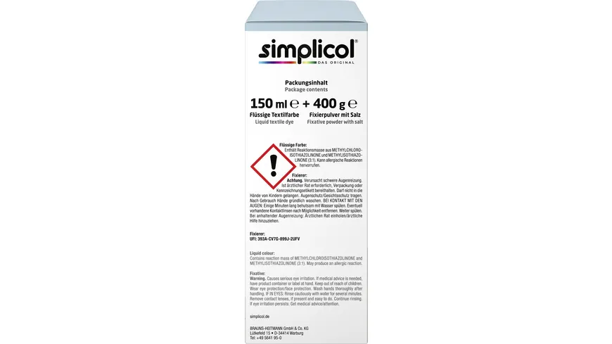 simplicol Textilfarbe intensiv Gletscher-blau 150 ml