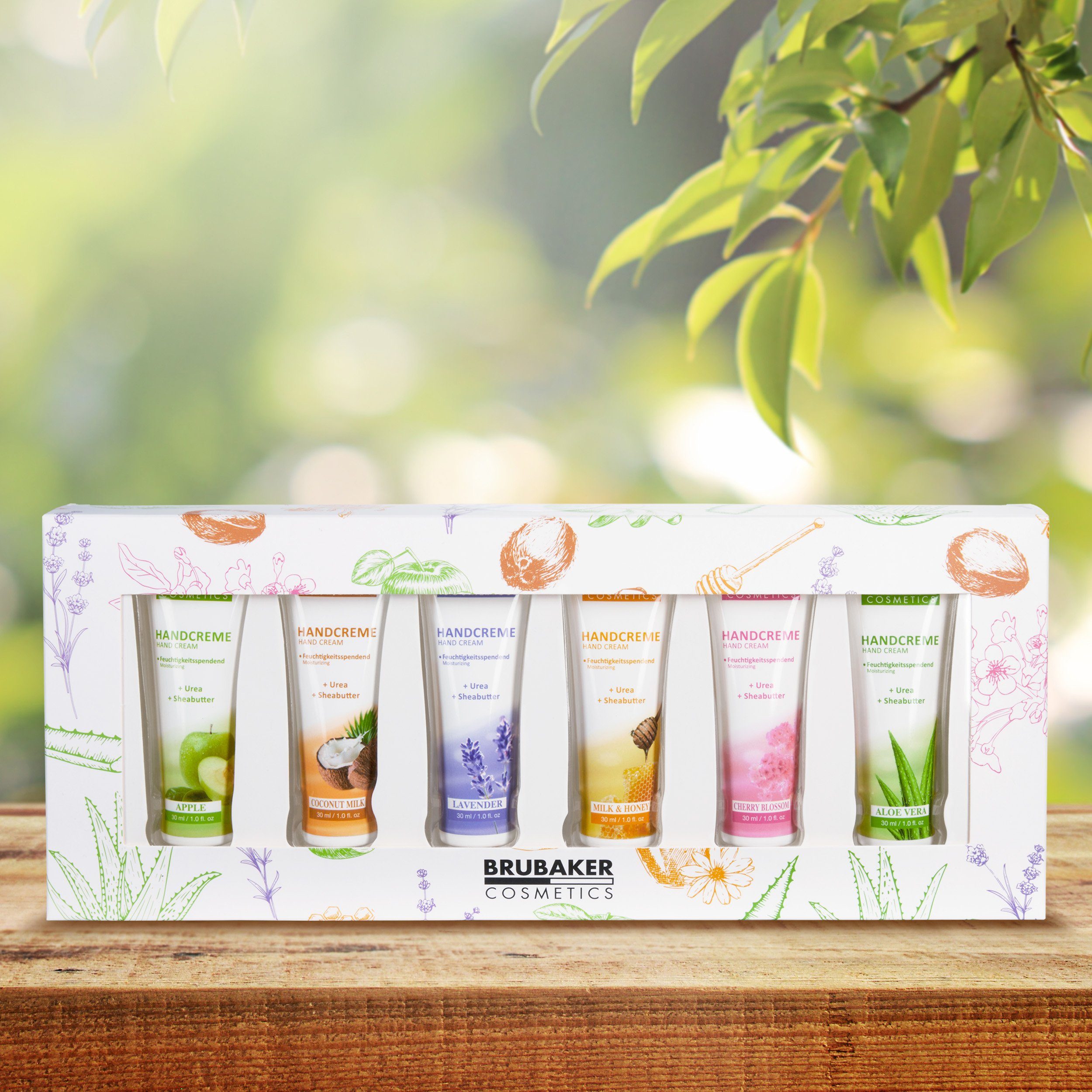BRUBAKER Handcreme Pflegecreme Geschenkset für trockene raue rissige Hände - Hand Cream Feuchtigkeitscreme mit Urea und Sheabutter - Geschenk Set für Frauen und Männer, 6-tlg., feuchtigkeitsspendende Handpflegecreme Handpflege