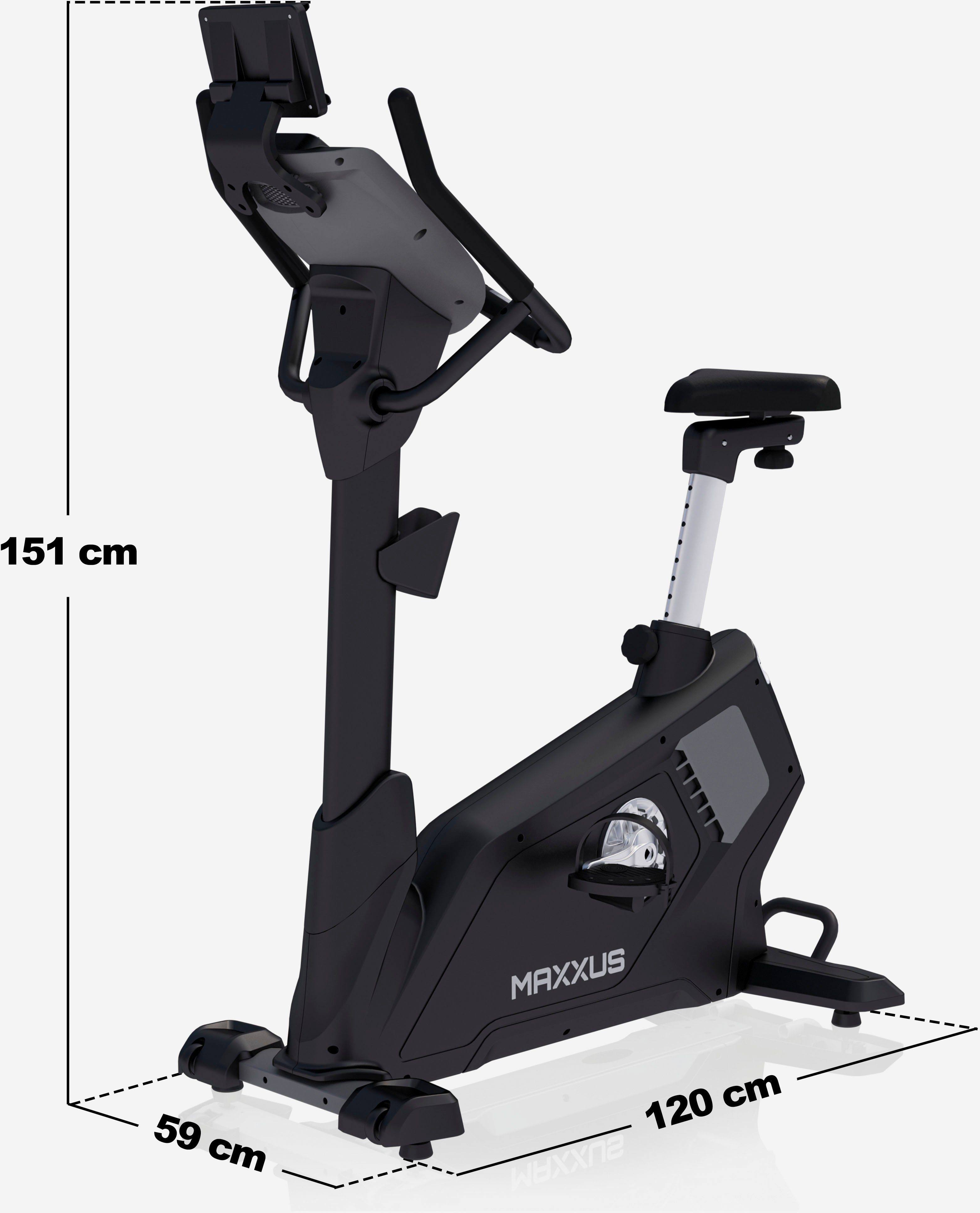 MAXXUS Ergometer Heimtrainer mit Tablethalter LED