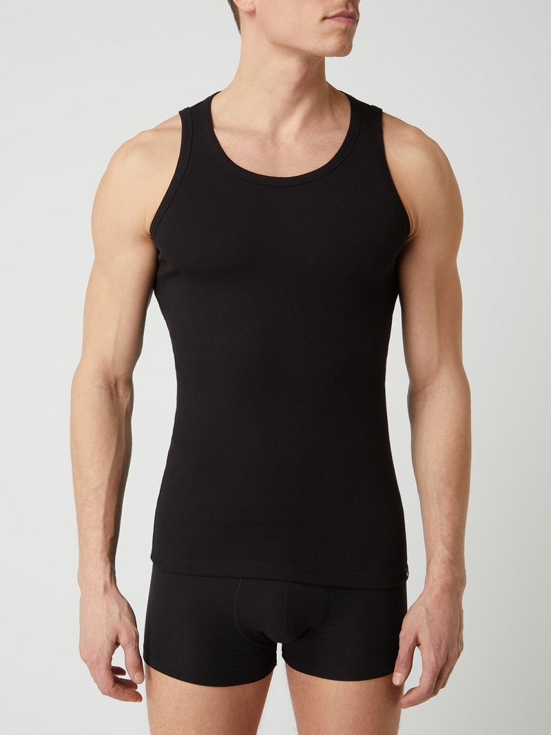 Regular Fit Tanktop aus Baumwolle im 2er-Pack in schwarz