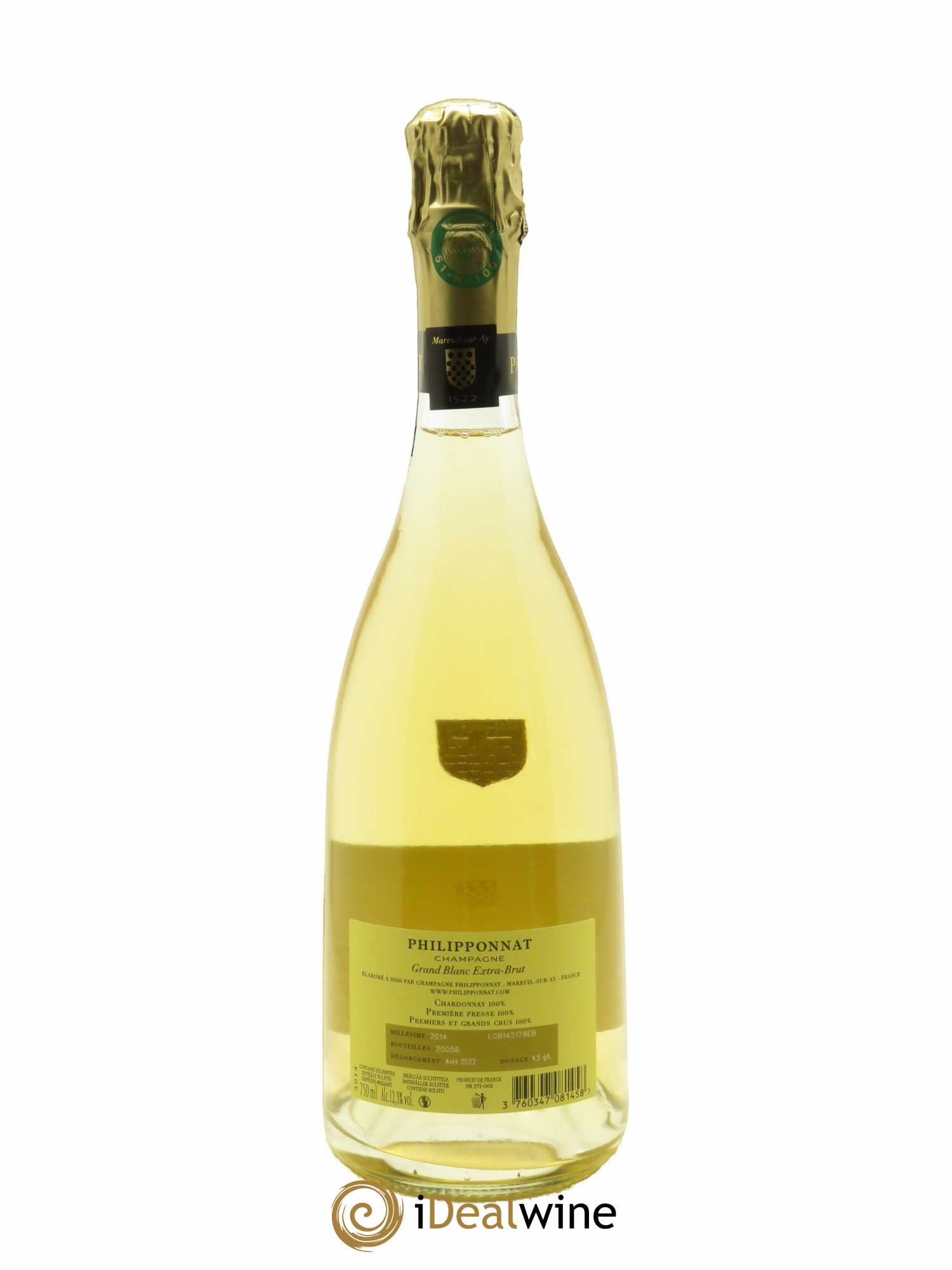 Grand Blanc Extra-Brut Philipponnat  2014 - Lot de 1 Bouteille