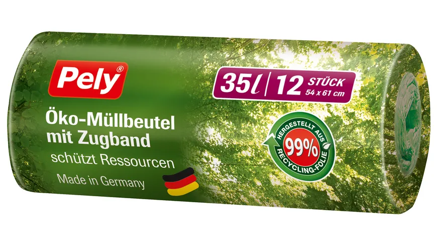 Pely® Öko-Müllbeutel mit Zugband 35 Liter