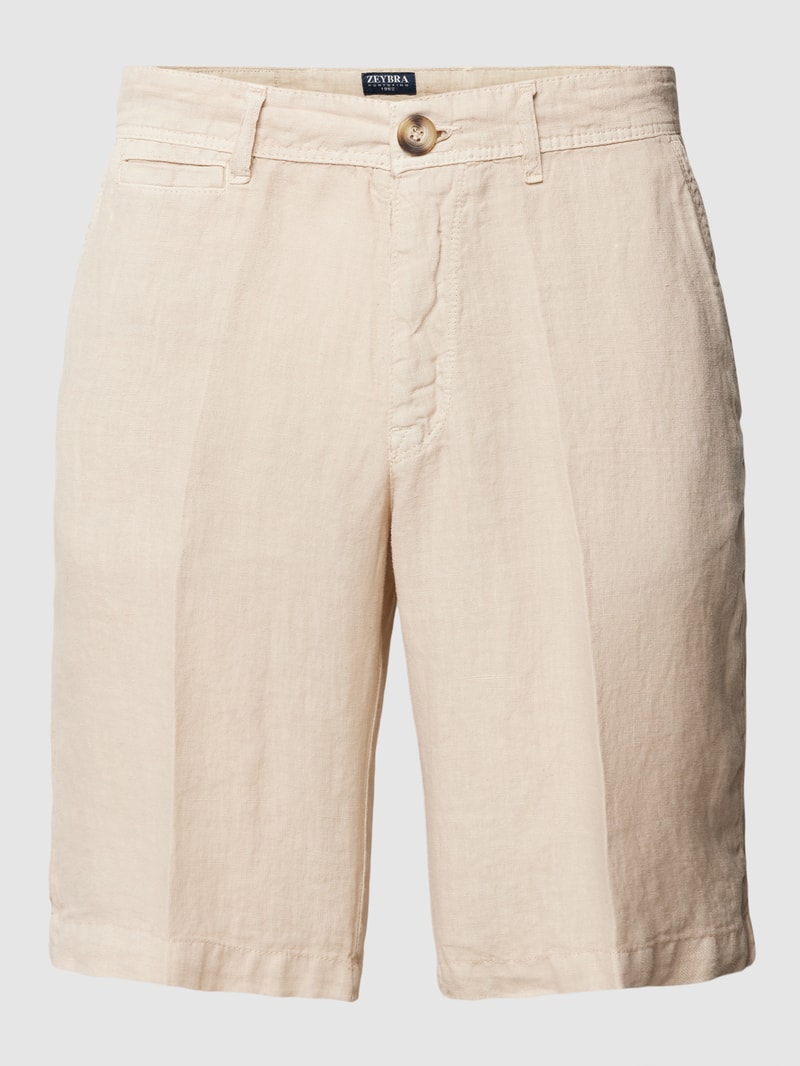 Bermudas aus Leinen mit französischer Eingrifftasche in beige