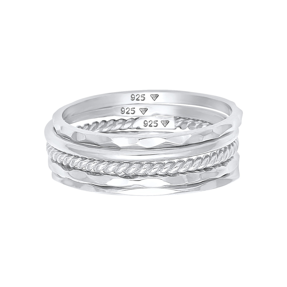 Elli Elli Bague Femmes Set Bande Empilage Minimaliste Tendance Blogueur Basique en Arg Bague
