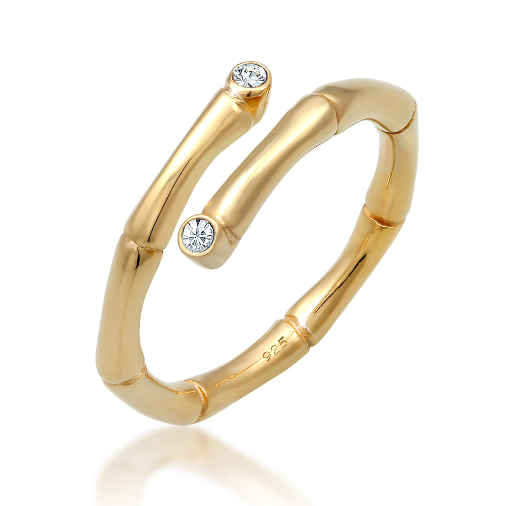 Elli Elli Bague Bambou Nature Bague Femme - (925/1000) Argent Plaqué Or Bague