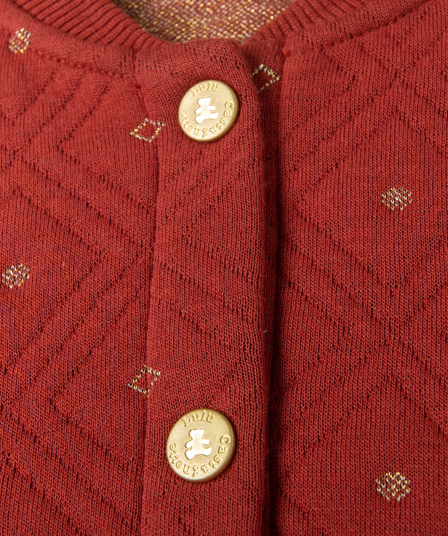 Veste fille à matelassage géométrique et détails dorés ... rouge fonce | GEMO