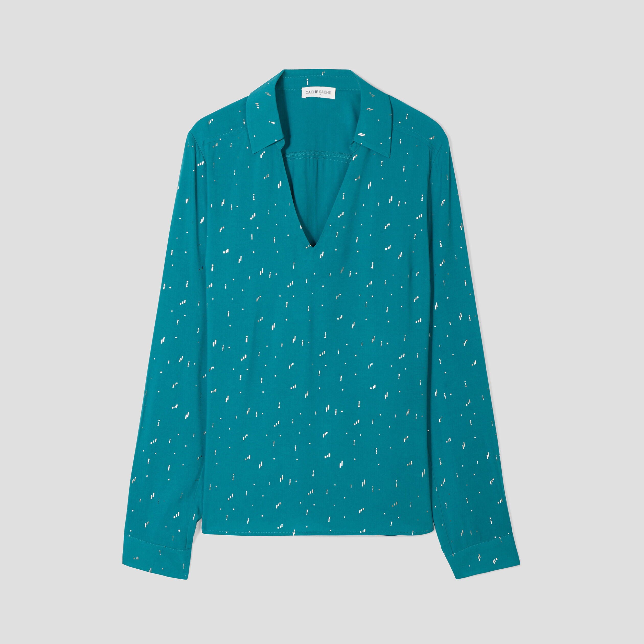 Blouse manches longues vert femme | Cache Cache