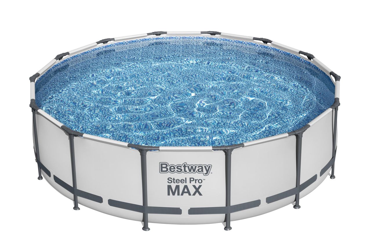Bestway Steel Pro MAX™ Frame Pool Komplett-Set mit Filterpumpe Ø 427 x 107 cm, lichtgrau, rund