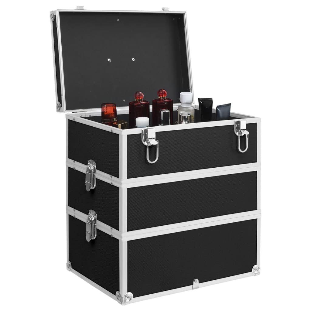vidaXL Kosmetikkoffer Kosmetikkoffer 37x24x40 cm Schwarz Aluminium