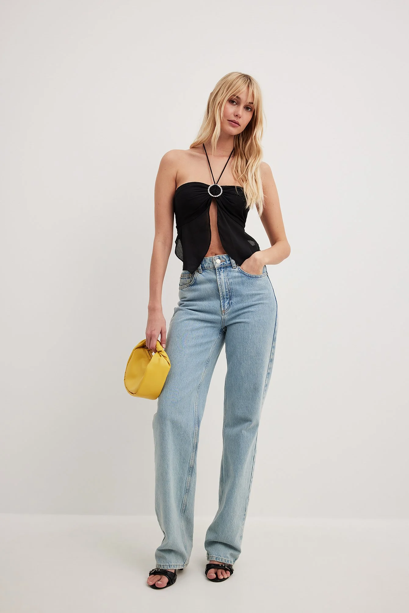 Chiffon-Top mit Strassstein-Ring-Detail