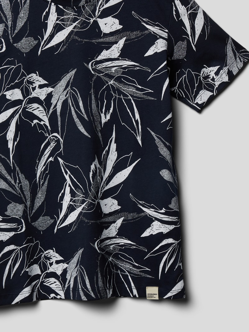 T-Shirt mit Label-Detail Modell 'CRAYON' in marineblau